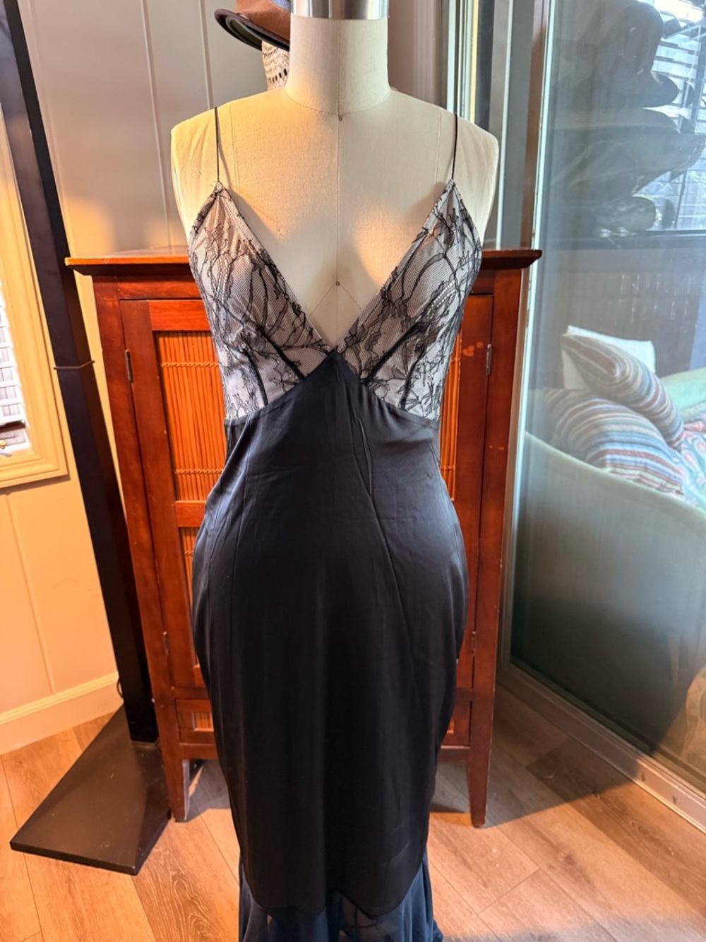 Black Lace-Trim Slip Dress - Women's Intimates